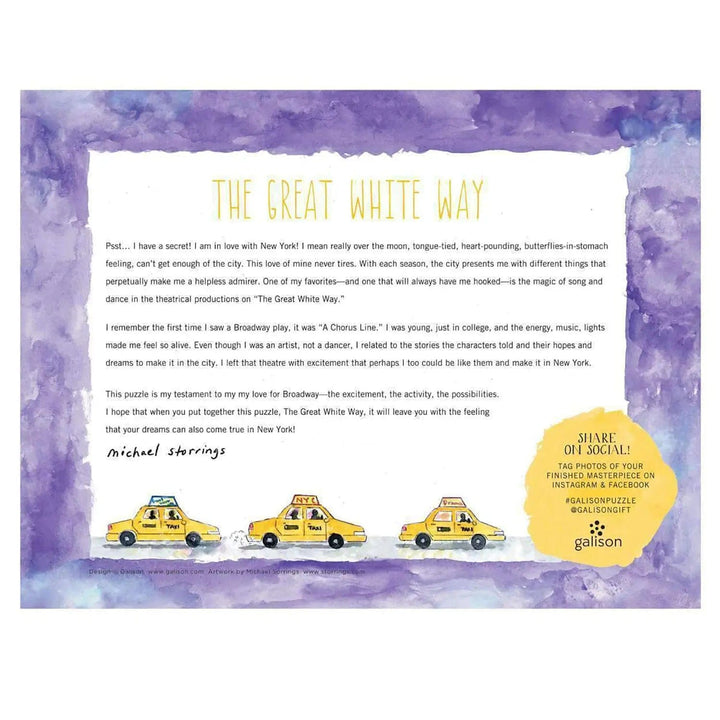 Back of the box of The Great White Way 2000 piece jigsaw puzzle