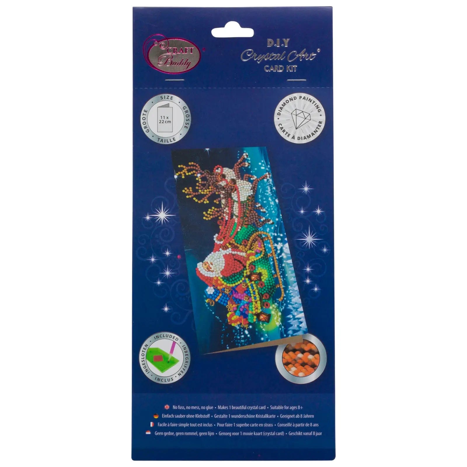 Buy DIY Crystal Art Christmas Card Kit Santa Sleigh 22cm XS Stock XSStock.co.uk