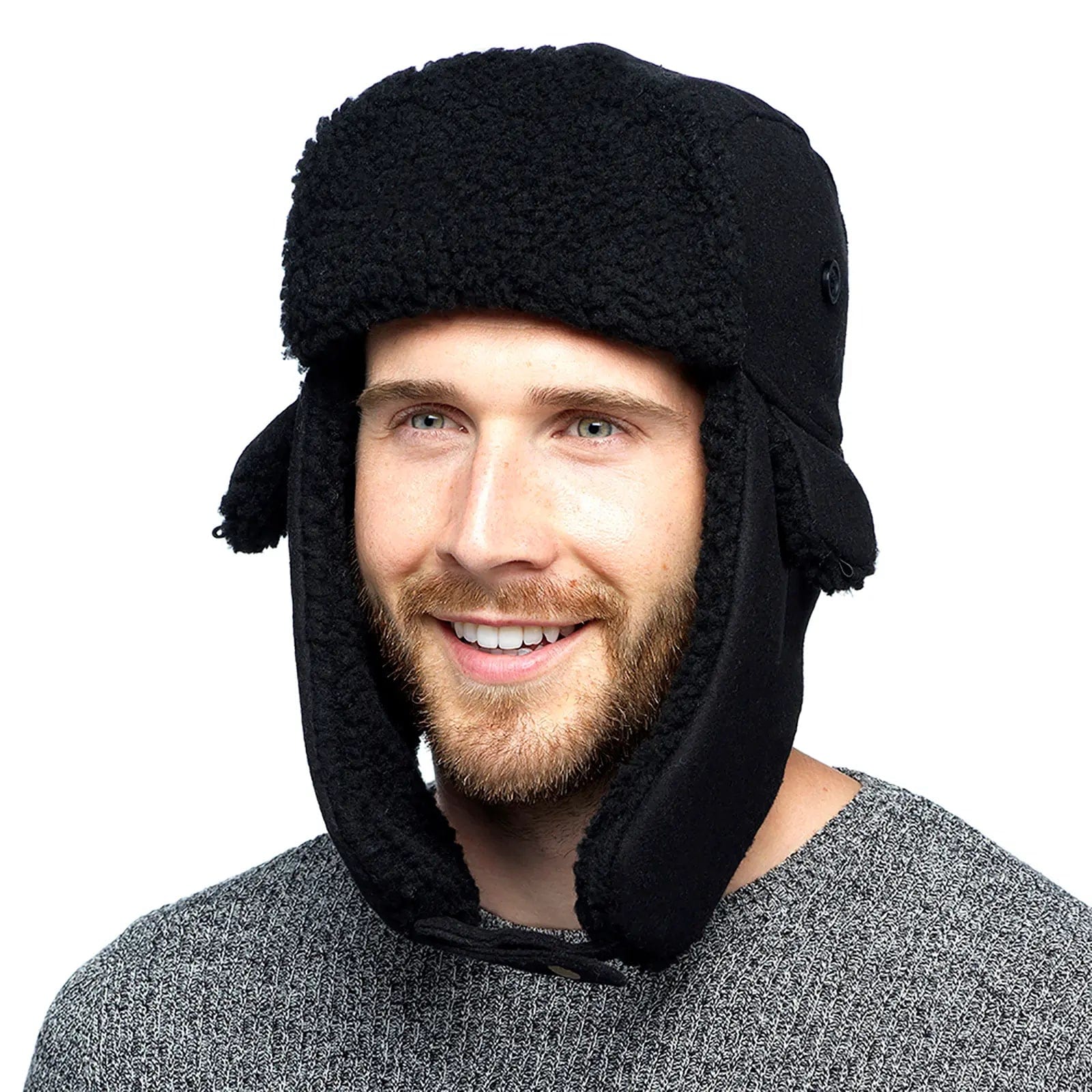 Buy Mens Fleece Trapper Hat With Lining Ear Flaps XS Stock XS