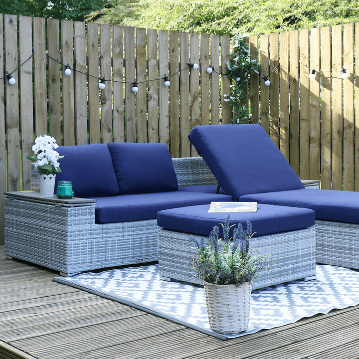 Azuma Grey Rattan Garden Sofa Set Recliner Lounger Tivoli