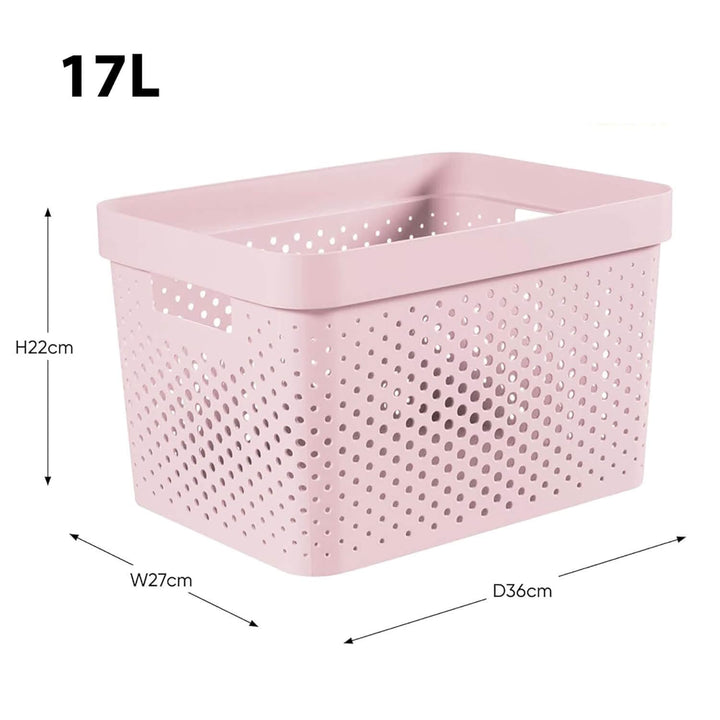 Pink storage basket box with dimensions
