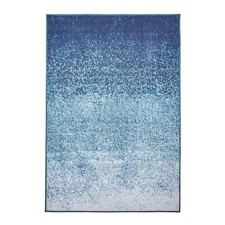 Blue ombre design rectangle washable floor rug