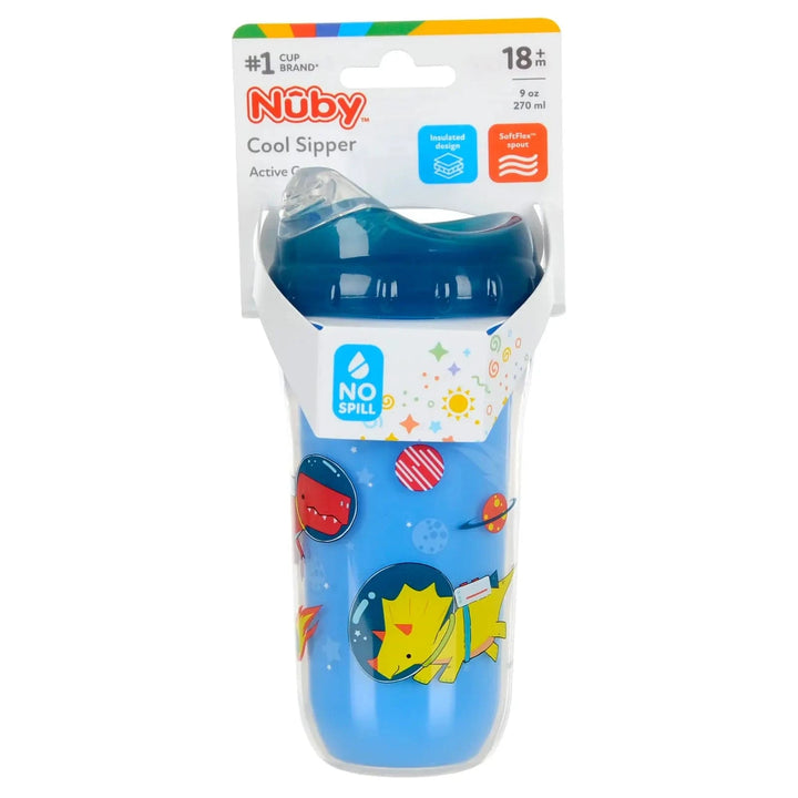 Nuby Insulated cool Sipper  bottle with space dinosaurs design