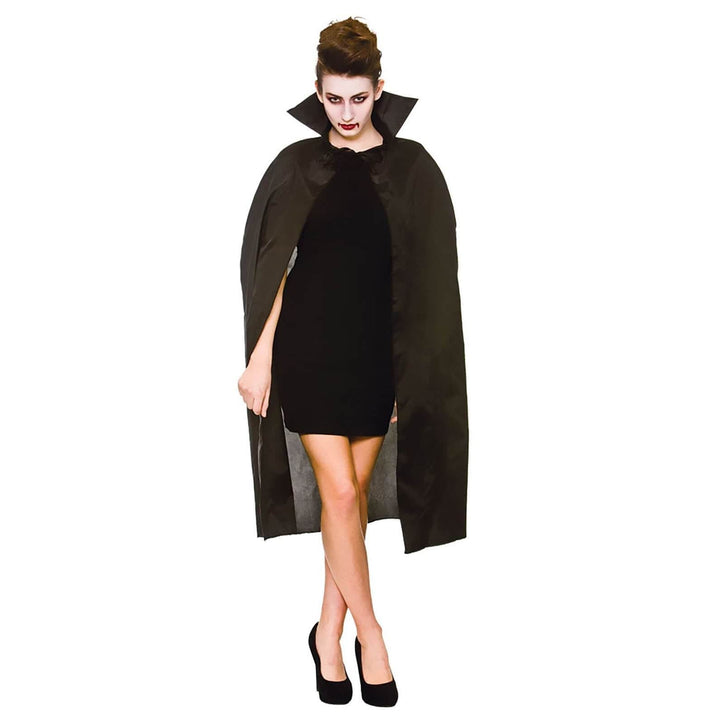Adults Cape High Collar Black Vampire Witch Fancy Dress Black