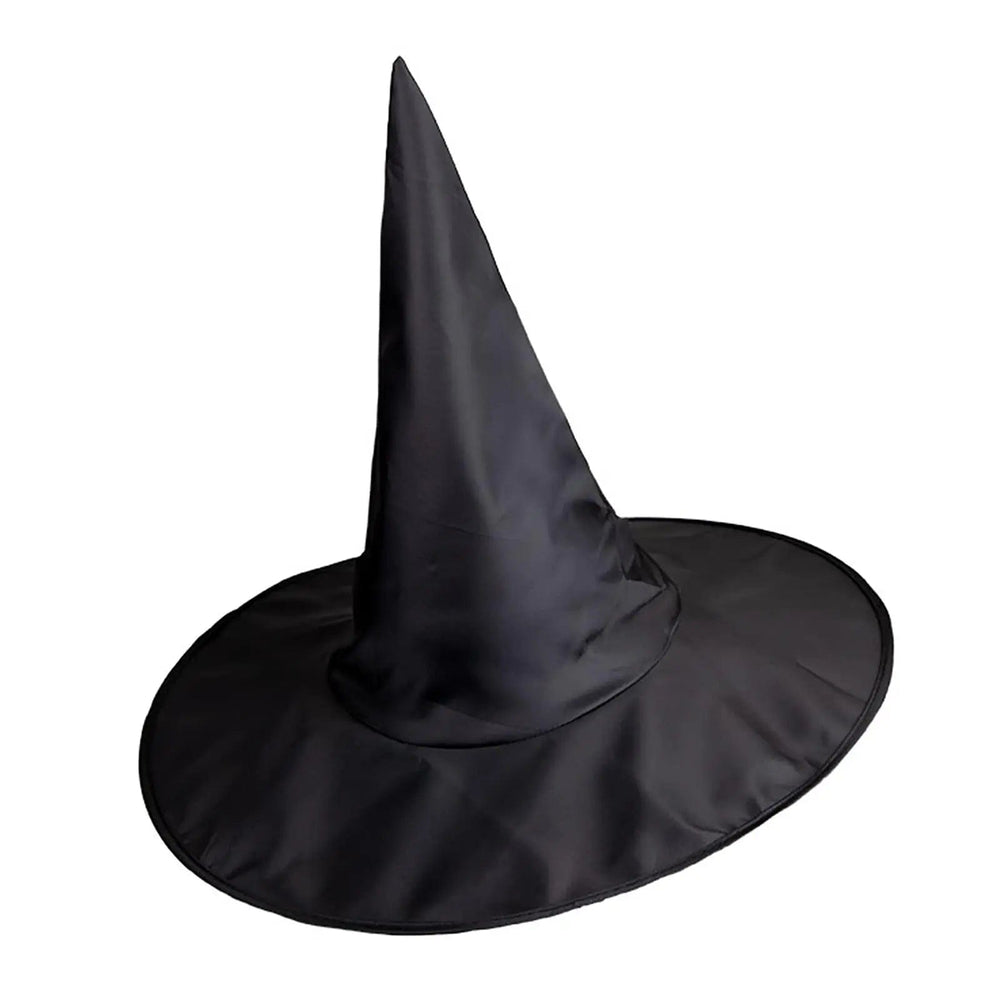 Large Black satin witch hat for halloween fancy dress costumes