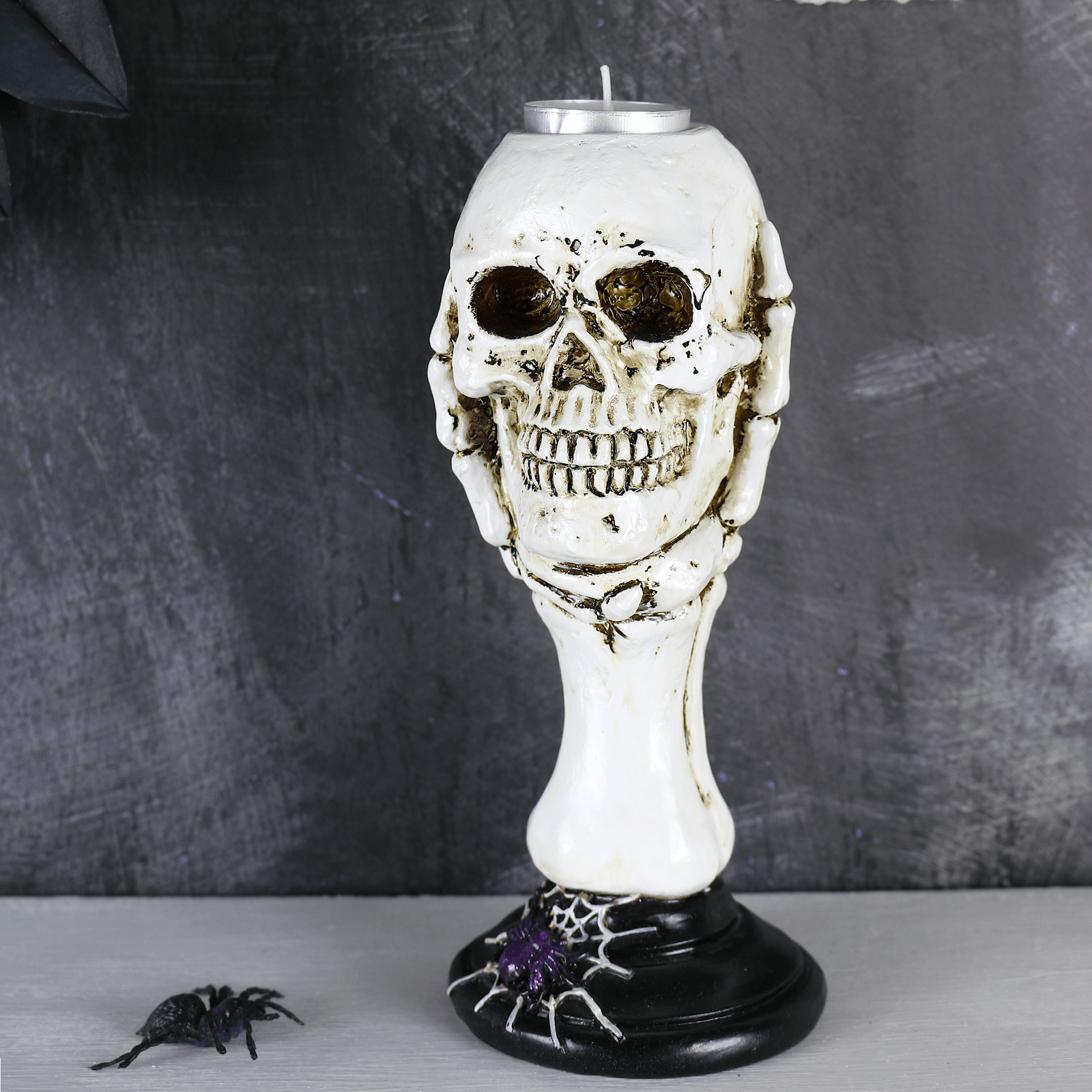Buy Skull Candle Holder Skeleton Hand Decoration 22cm XS Stock