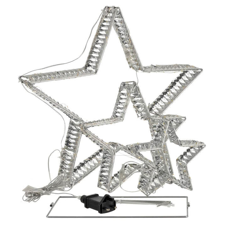 3 star aluminium light up Christmas decoration with stand and plug