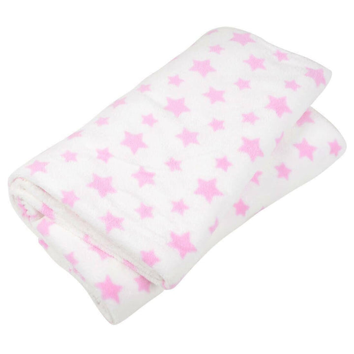 White With Stars Microfleece Blanket Home Sofa Bed Throw Pink / 150 x 200cm