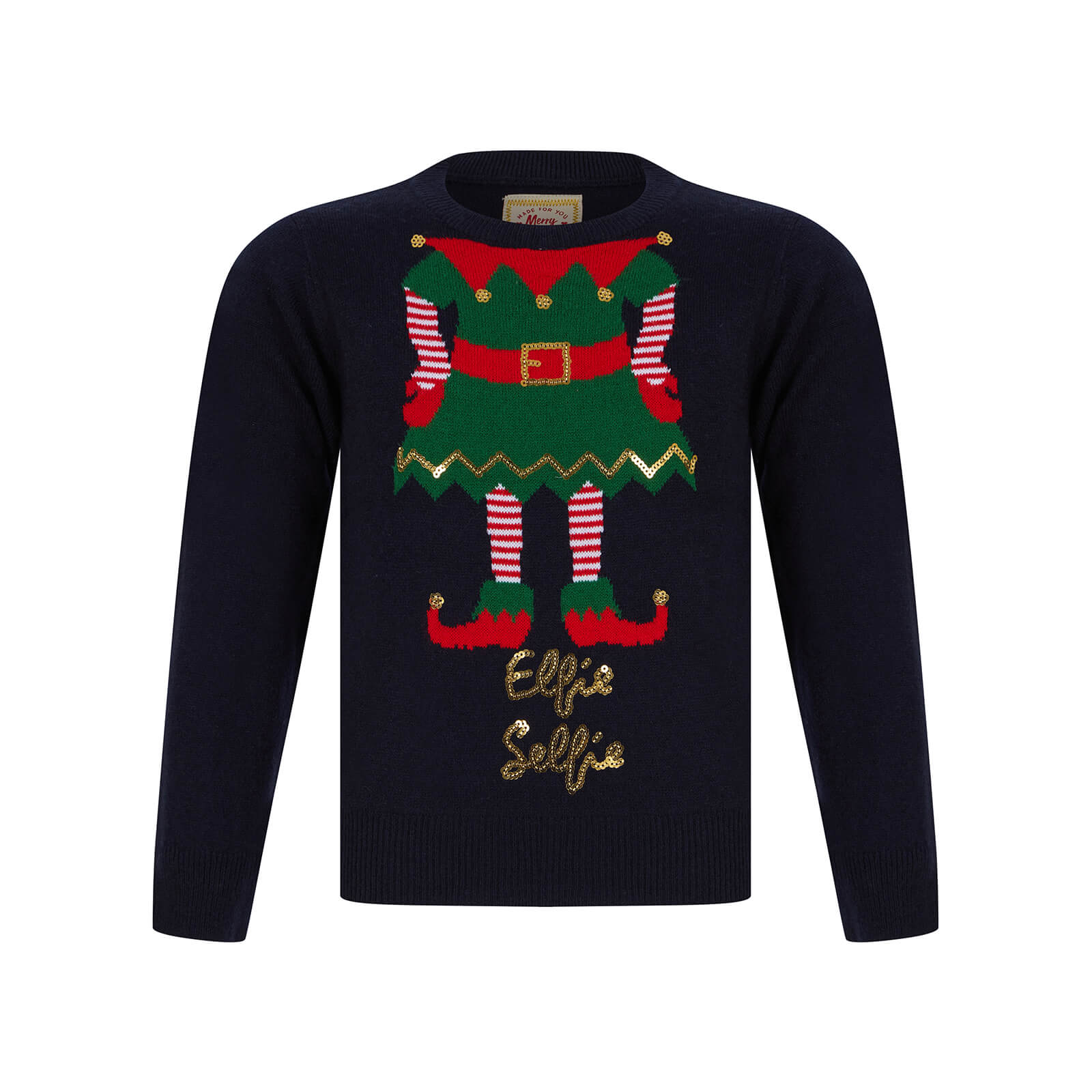 Buy Kids Elfie Selfie Christmas Jumper XS-Stock –