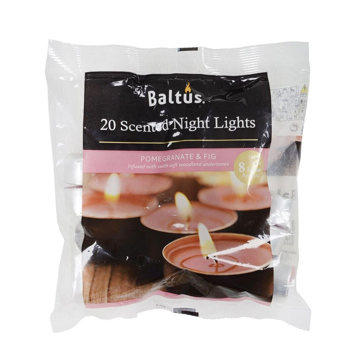 Baltus 20 Pack of Scented Tealight Night Lights Candles 8hr Burn Pomegranate & Fig