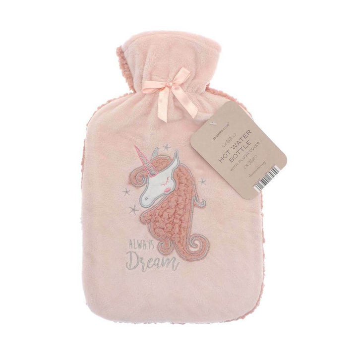 Hot Water Bottle Large Sherpa Fleece Cover Embroidery Slogan Unicorn