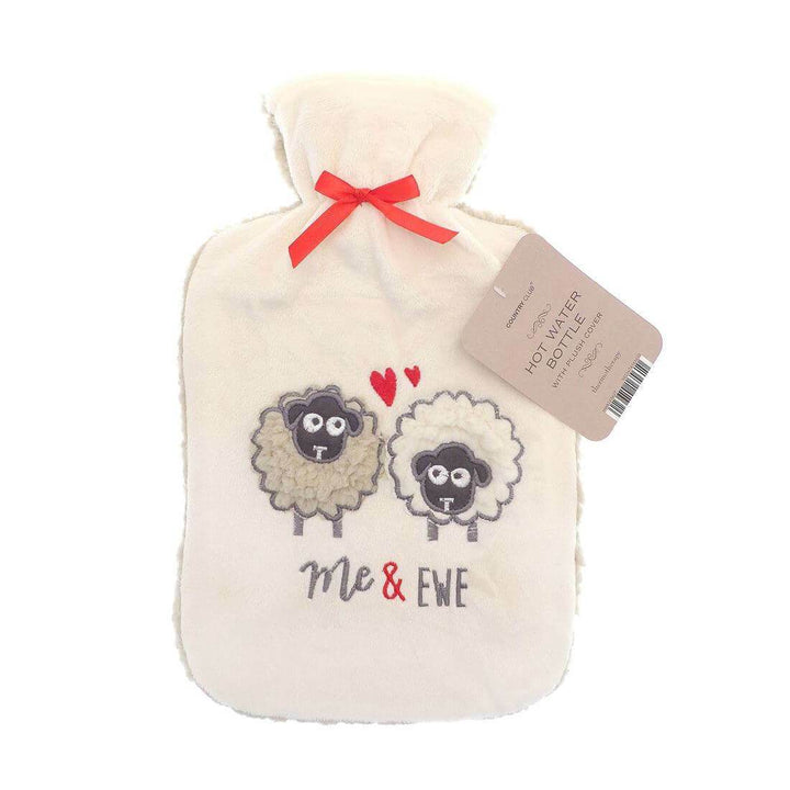 Hot Water Bottle Large Sherpa Fleece Cover Embroidery Slogan Sheep