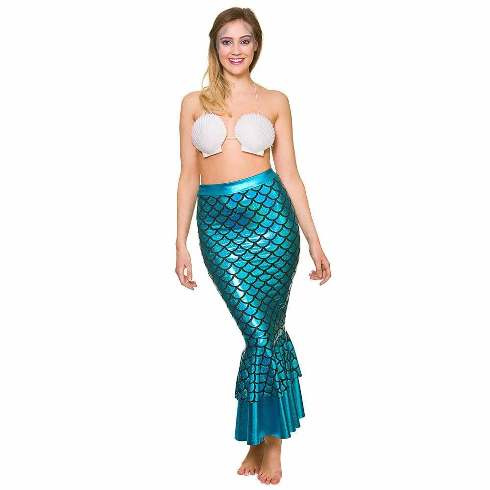 mermaid fancy dress womens Long Blue Mermaid Skirt Fish Scales Tail Fancy Dress Costume –  XS-Stock.co.uk