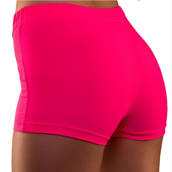 80s Neon Hot Pants Fancy Dress Costume Halloween Disco Shorts Pink / S