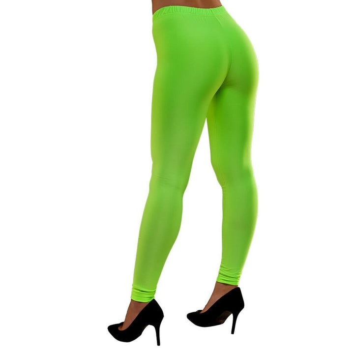 80s Neon Leggings Fancy Dress Costume Halloween Disco Dance Green / S