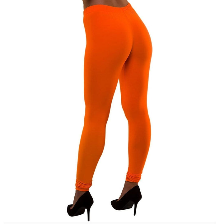 80s Neon Leggings Fancy Dress Costume Halloween Disco Dance Orange / S