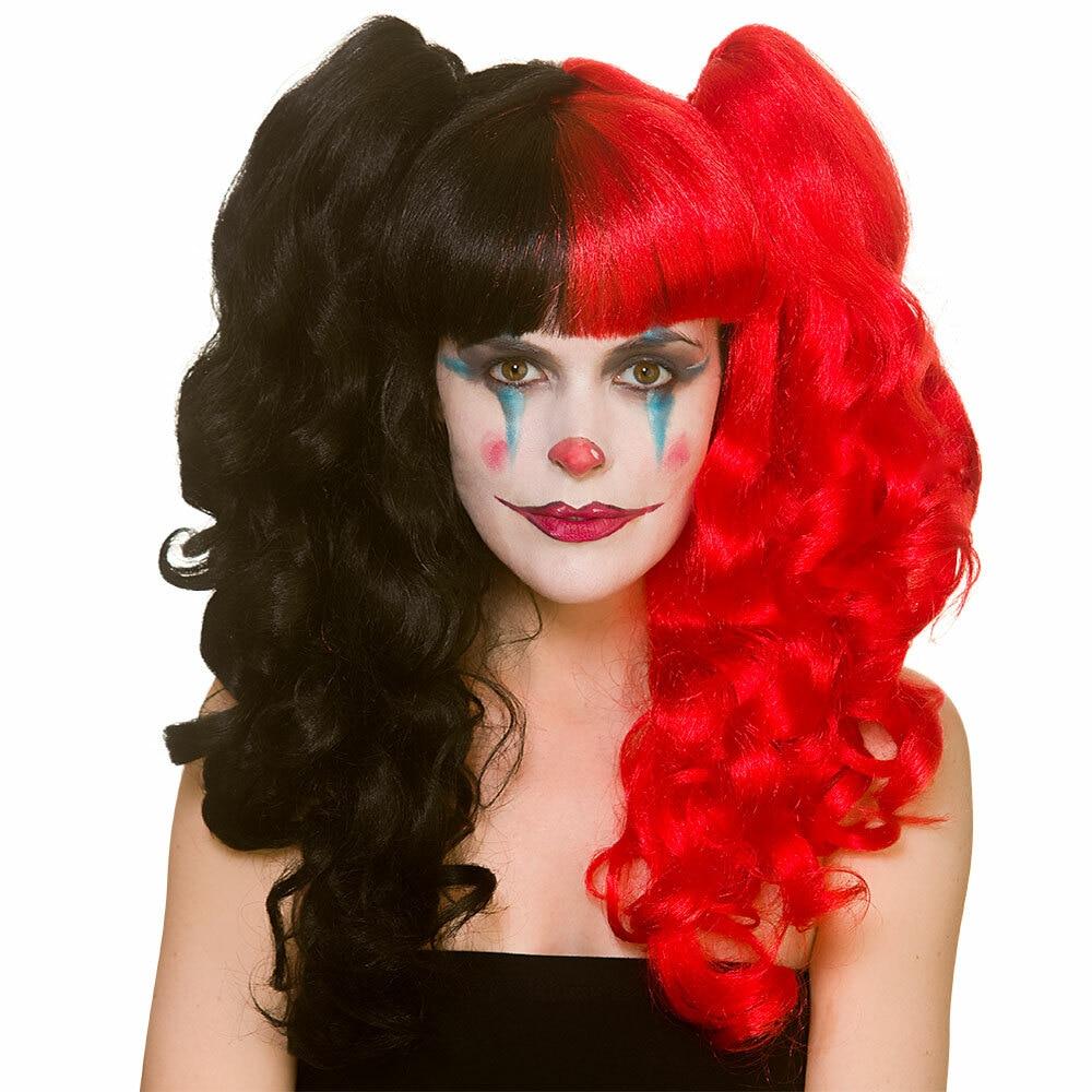 Harlequin Bunches Cosplay Wig Red Black Fancy Dress Halloween
