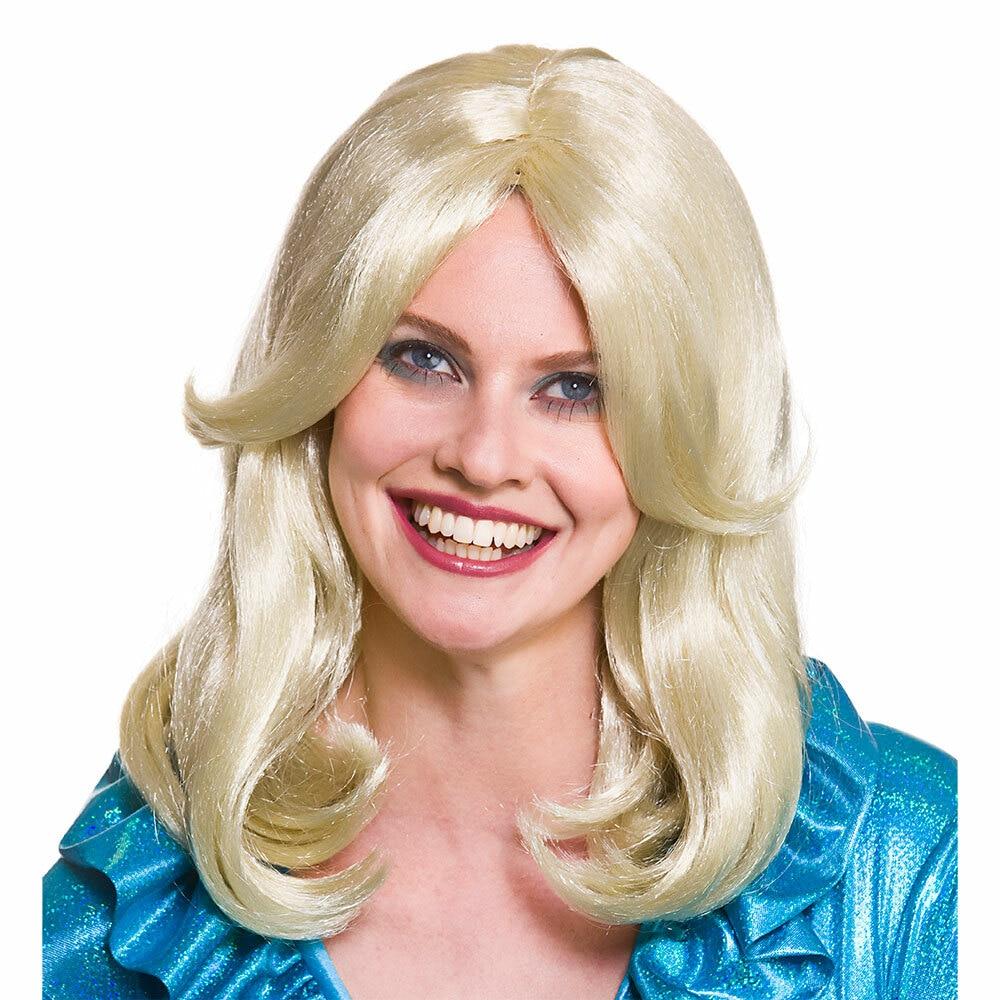 1970s Glamour Wig Blonde Flick Hair Fancy Dress Halloween