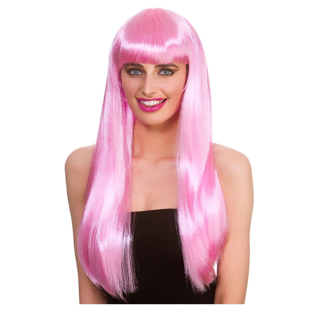Fantasy Wig Long Hair Fringe Fancy Dress Halloween Party Pink