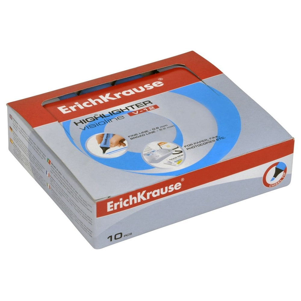 10 x ErichKrause Visioline Highlighter Blue Chisel Tip V-12