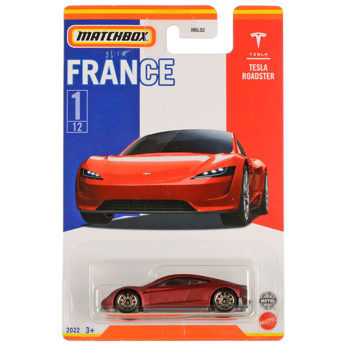Matchbox Cars Best of France 2022 Mix Die-Cast Vehicle 1:64 Tesla Roadster