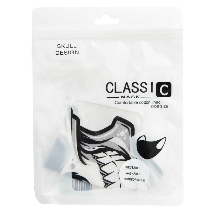Kids Skull Print Face Mask Cotton Fabric Washable