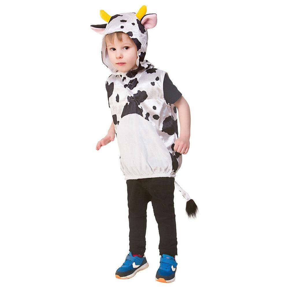 Childs Cow Hooded Tabard Kids Animal Fancy Dress
