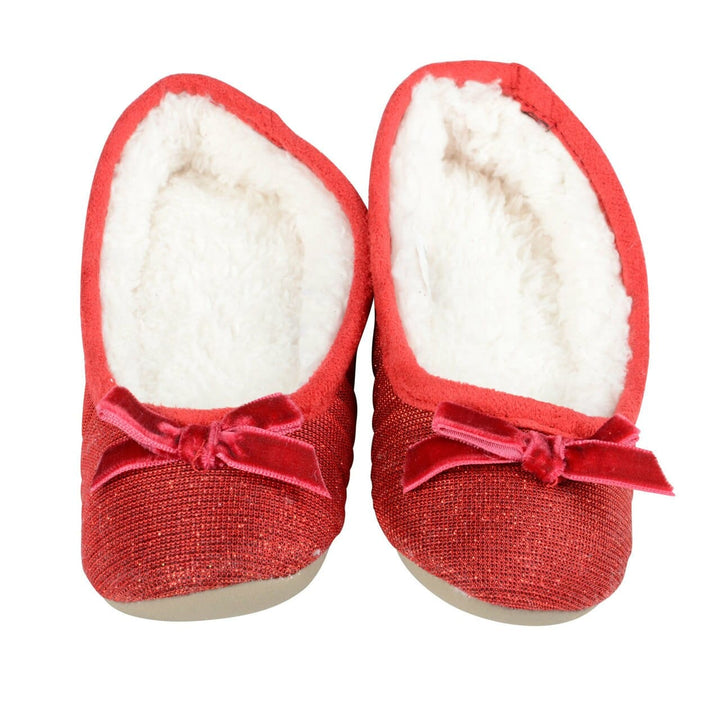 Girls Sparkle Effect Ballet Slippers Assorted Colours Red / UK 11-12