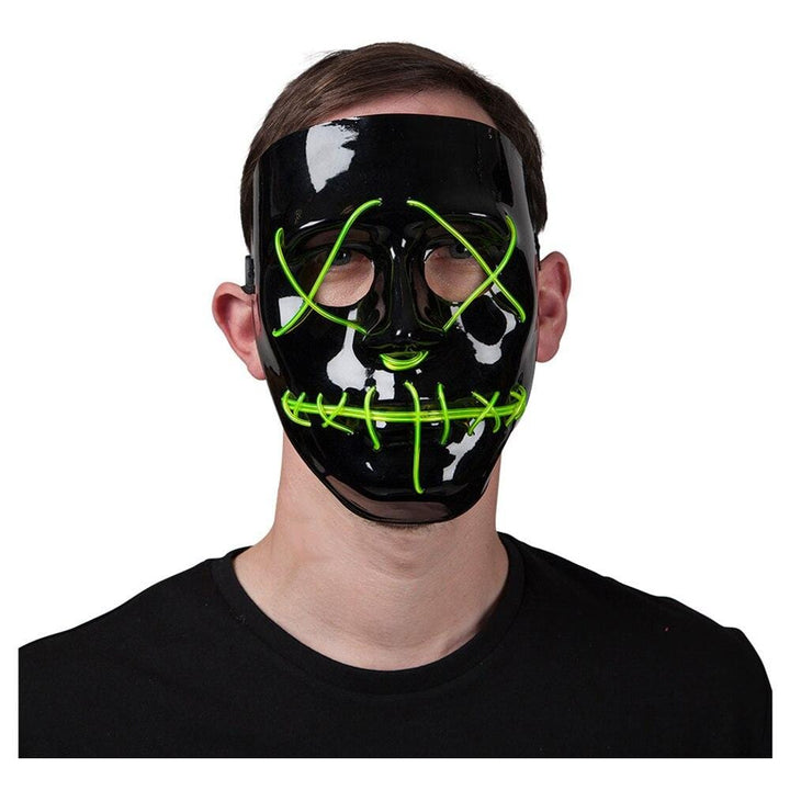 Neon Light Up Mask Adults LED Purge Halloween Fancy Dress