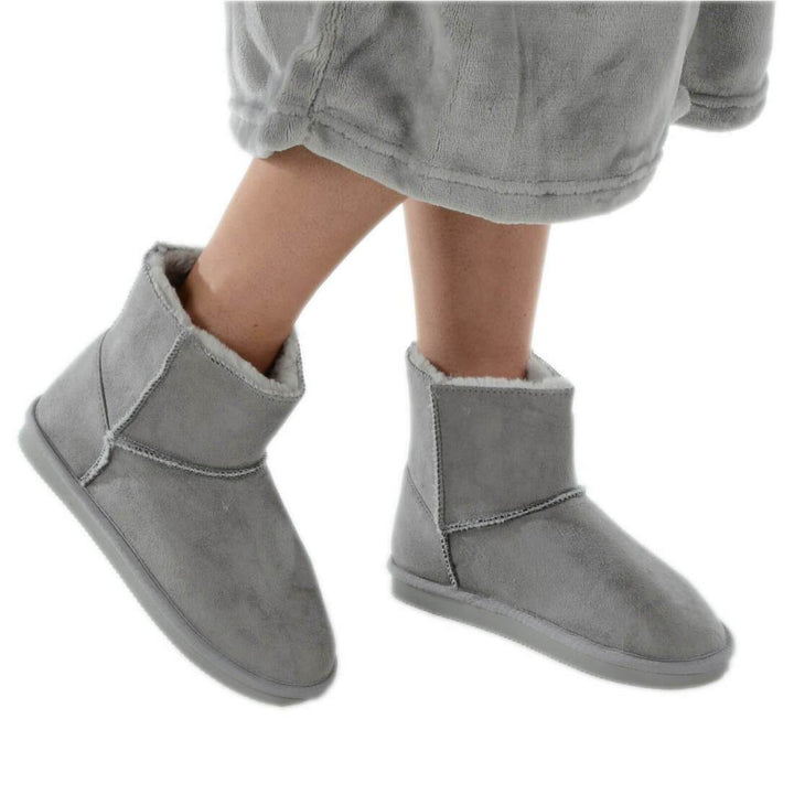 Womens Slipper Boot Luxury Microsuede Cosy Faux Fur Lining