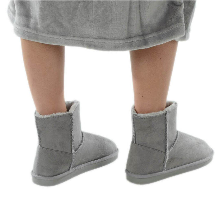 Womens Slipper Boot Luxury Microsuede Cosy Faux Fur Lining