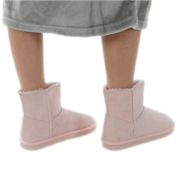 Womens Slipper Boot Luxury Microsuede Cosy Faux Fur Lining