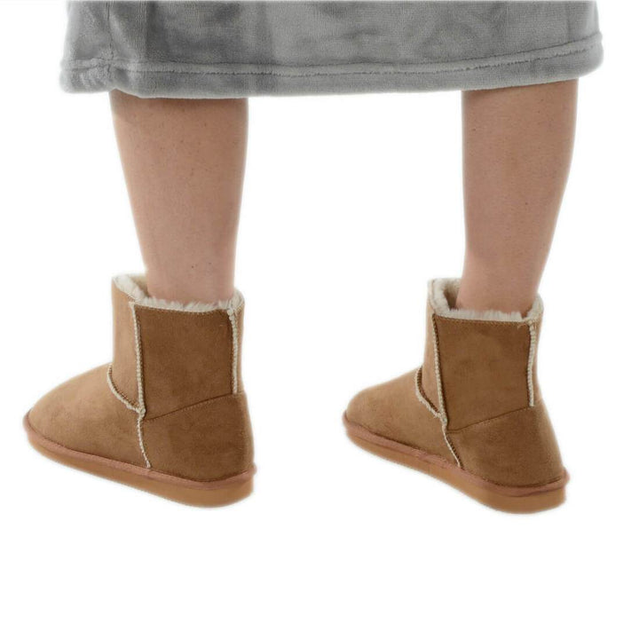 Womens Slipper Boot Luxury Microsuede Cosy Faux Fur Lining