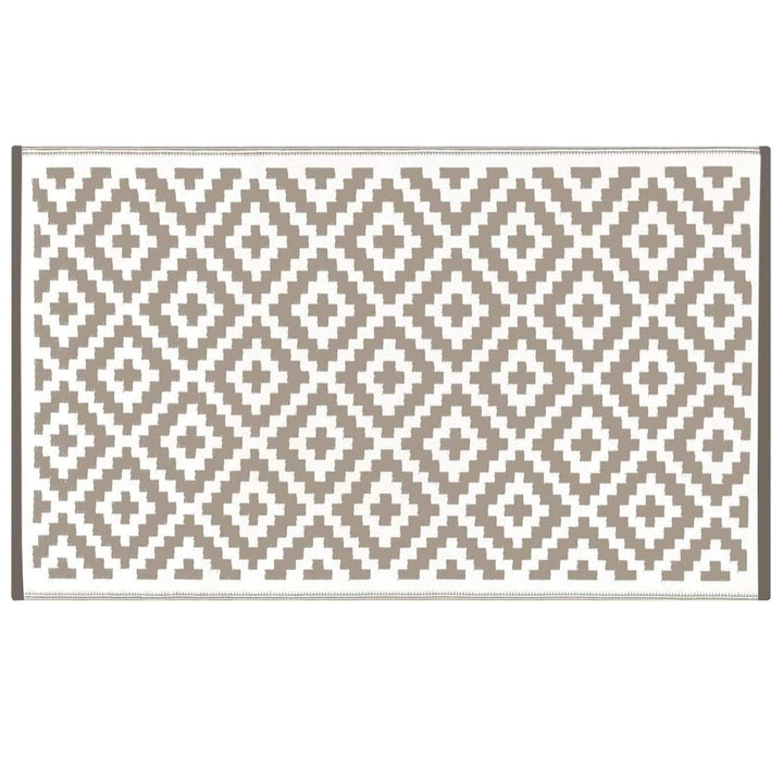 Outdoor Rug White Diamond Garden Mat Recycled Patio Balcony Taupe / Small
