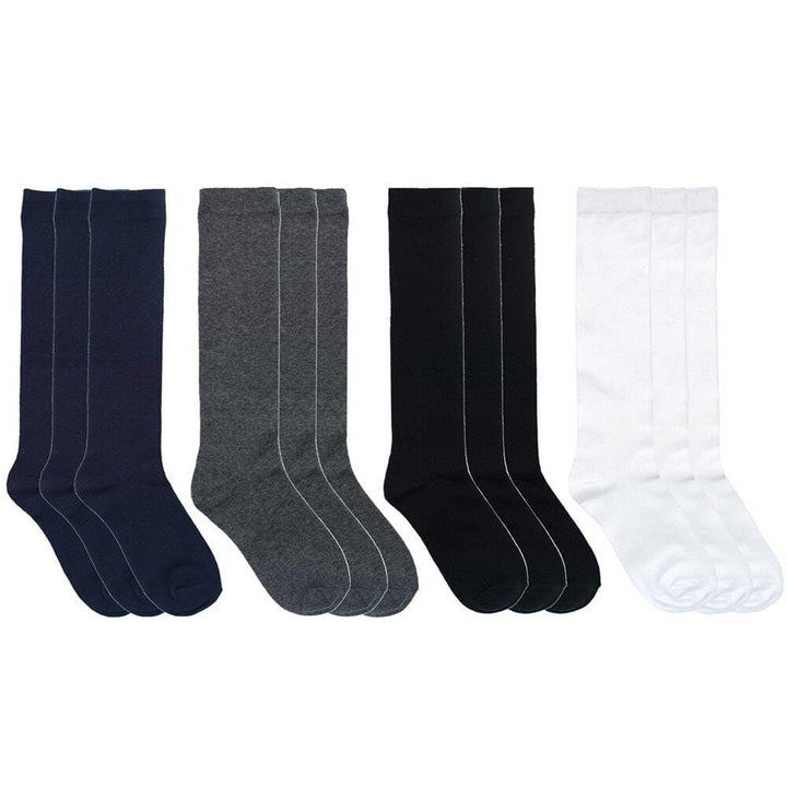 12 Pairs Girls Cotton Rich Knee High Everyday School Socks UK Kids 9-12