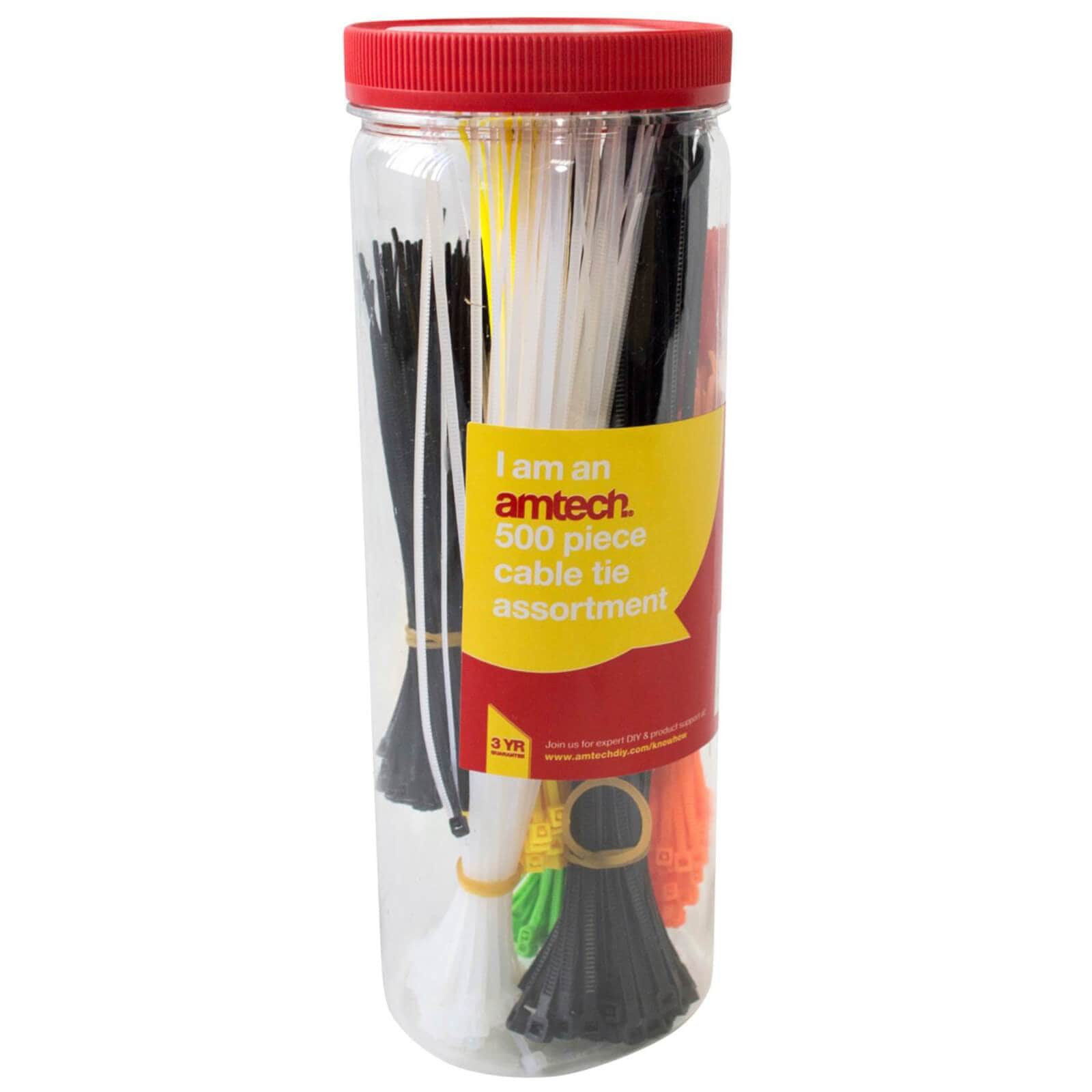 Amtech S0665 Set Fascette Per Cavi - 150 Pezzi In Nylon, Multicolori (100/150 Mm)