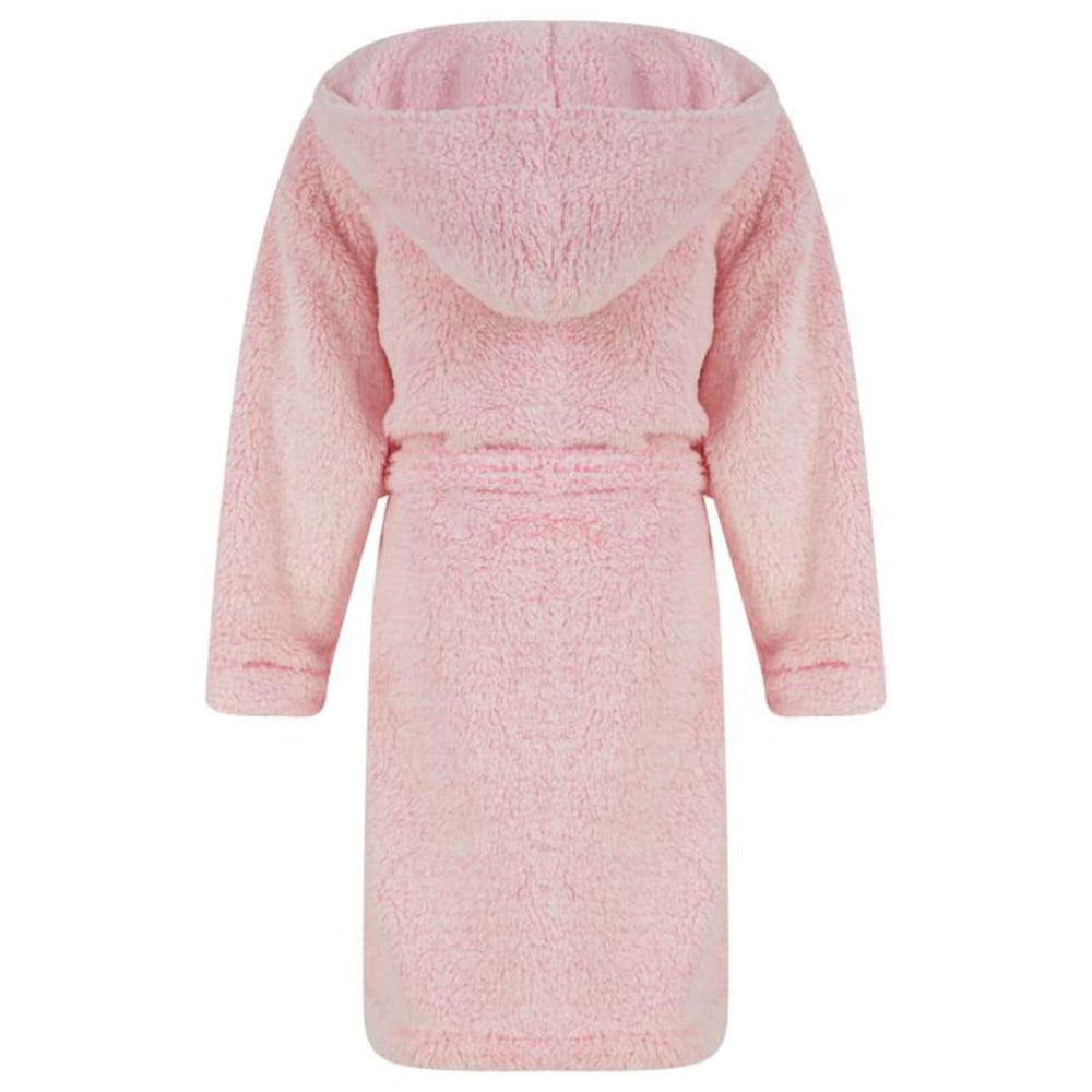 Girls Fleece Hooded Dressing Gown Tokyo Laundry Pink Ecru