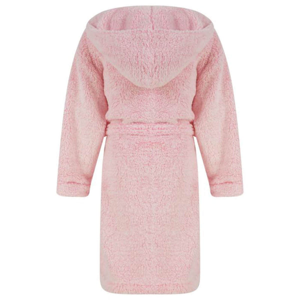 Girls Fleece Hooded Dressing Gown Tokyo Laundry Pink Ecru