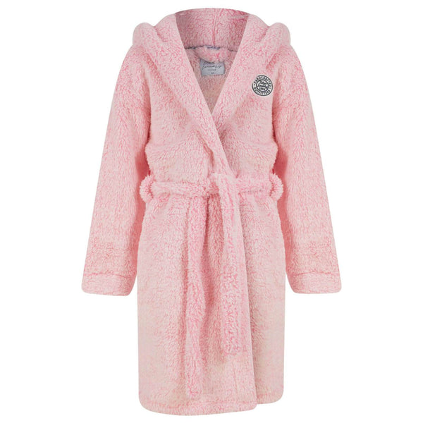 Girls Fleece Hooded Dressing Gown Tokyo Laundry Pink Ecru Pink / 5-6