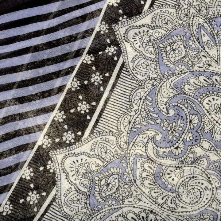 Womens Sheer Summer Scarf Black Lilac Begonia