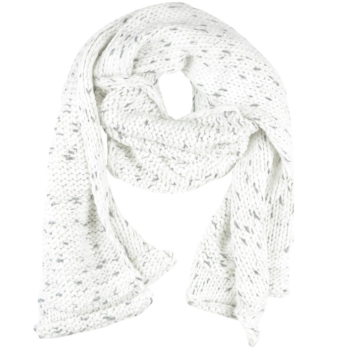 Khloe Ivory Winter Accessories With Grey/Silver Threads Scarf