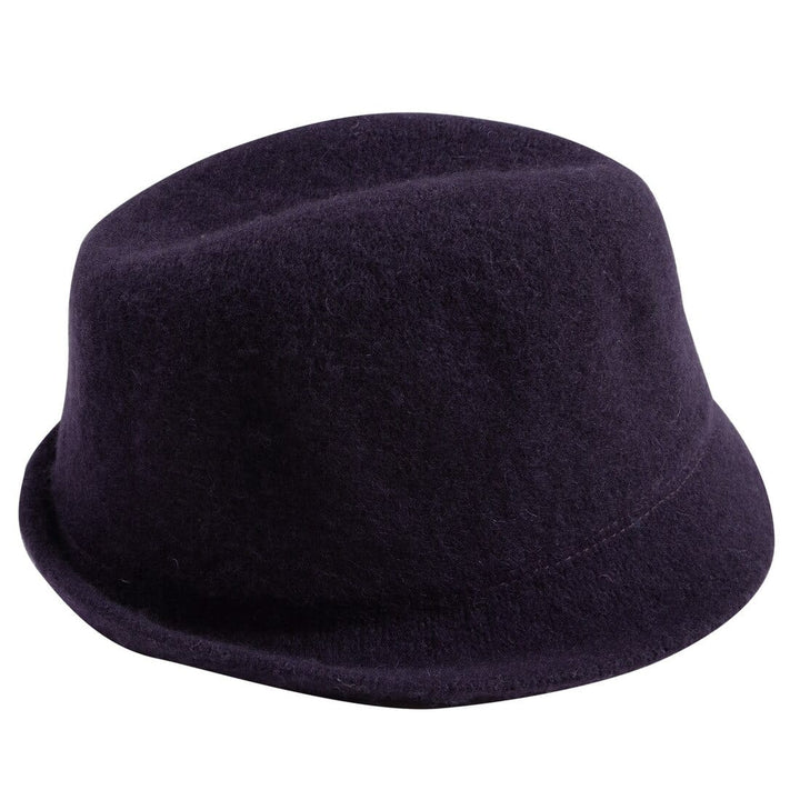 Womens Lana Wool Hat With Shaped Brim Black Or Blackberry Blackberry