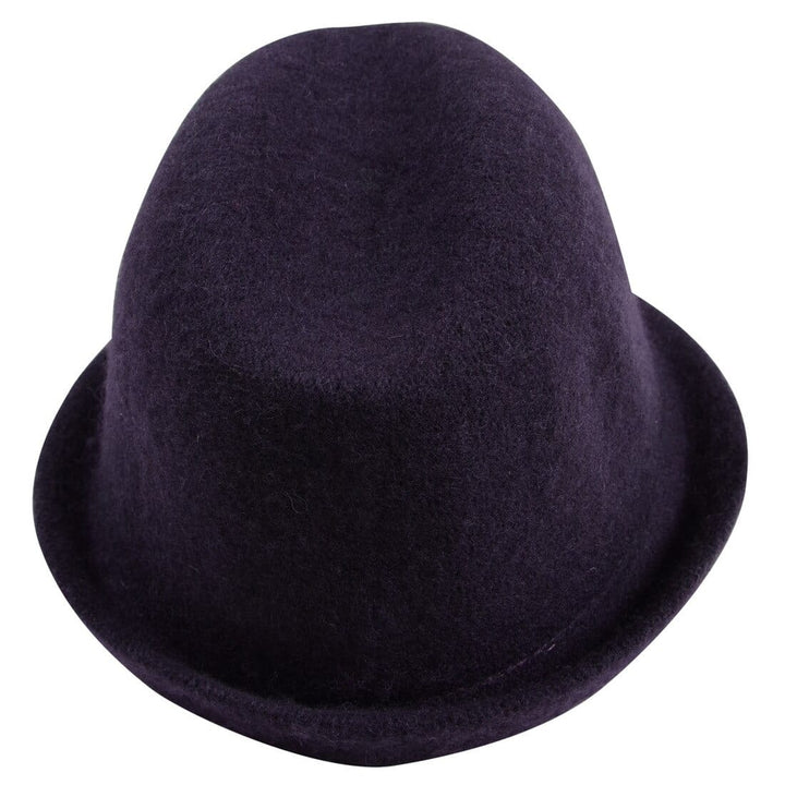 Womens Lana Wool Hat With Shaped Brim Black Or Blackberry