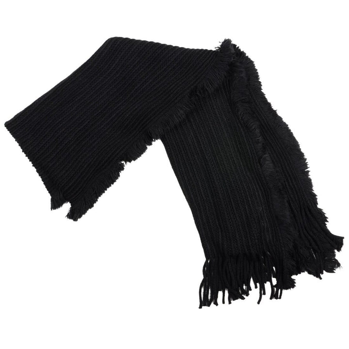 Melina Ribbed Knit Womens Scarf With Fringing Red/Black/Cream Black