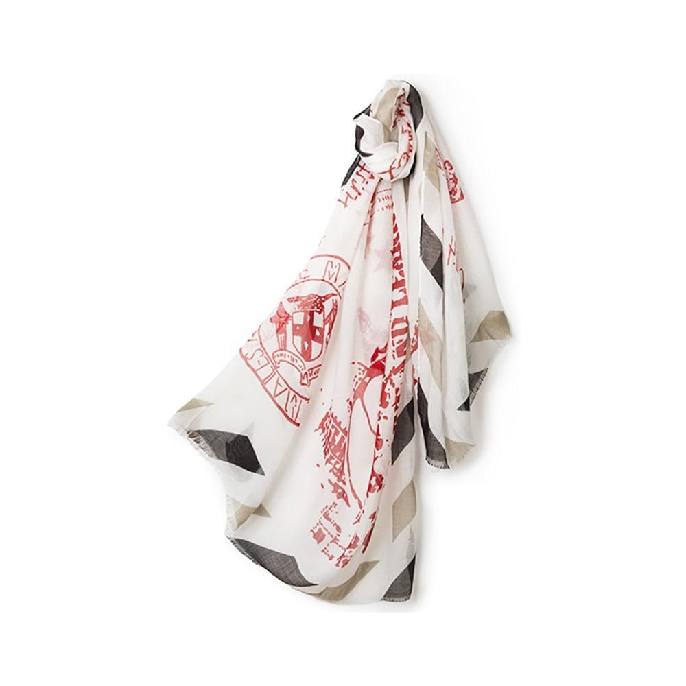 Womens Sheer Summer Scarf Retro Postal Print Neptuna