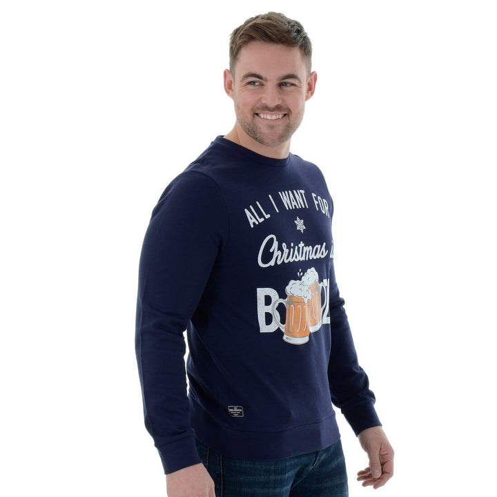 Mens Novelty Christmas Jumper Sweatshirt All I Want Is Booze