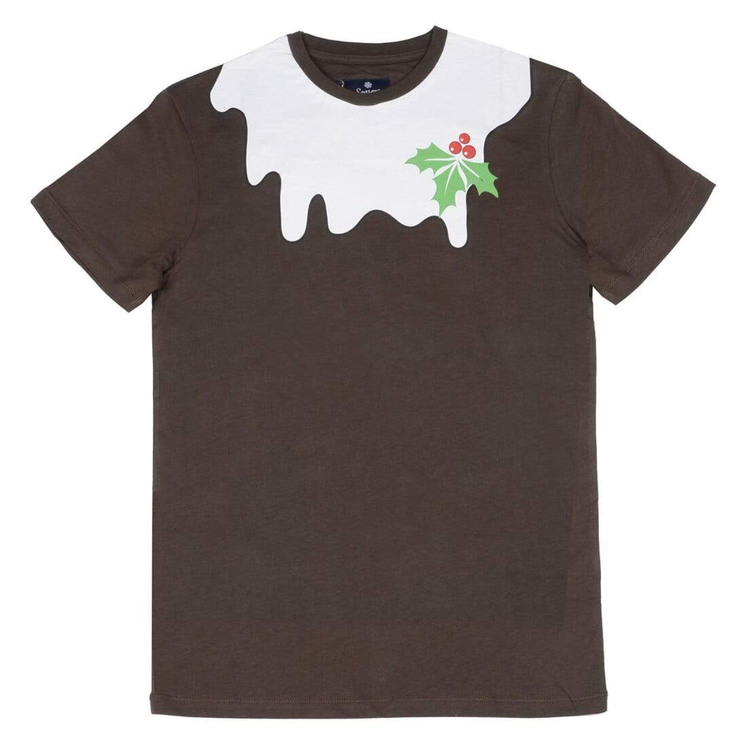 Mens Christmas T-Shirt Xmas Pudding Holly Fun Party Top S
