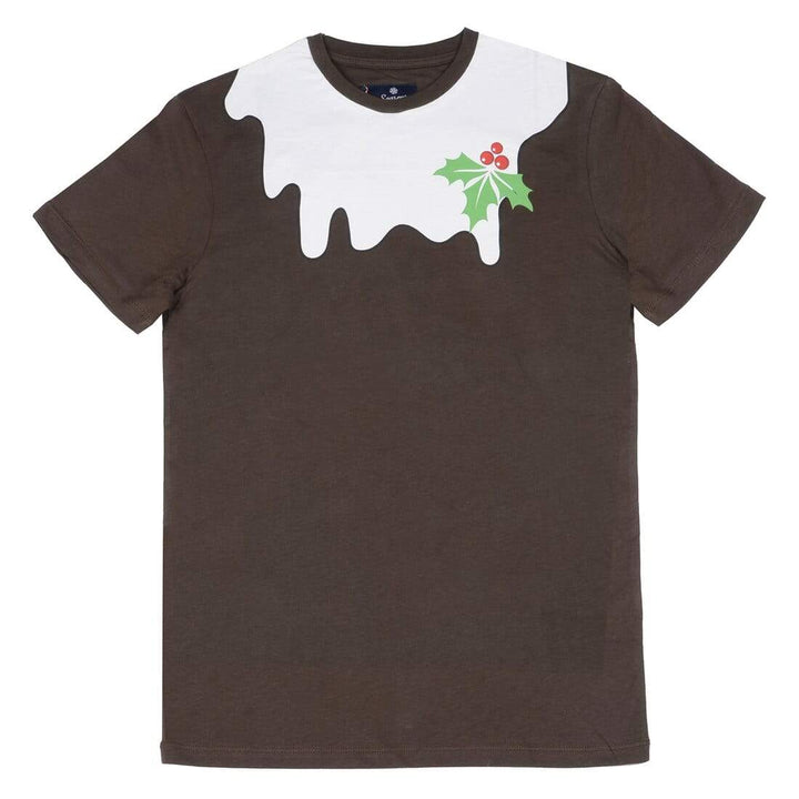 Mens Christmas T-Shirt Xmas Pudding Holly Fun Party Top S