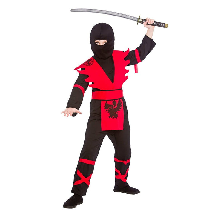 Boys Ninja Assassin Red Black Japanese Halloween Costume Red / L (8-10 years)