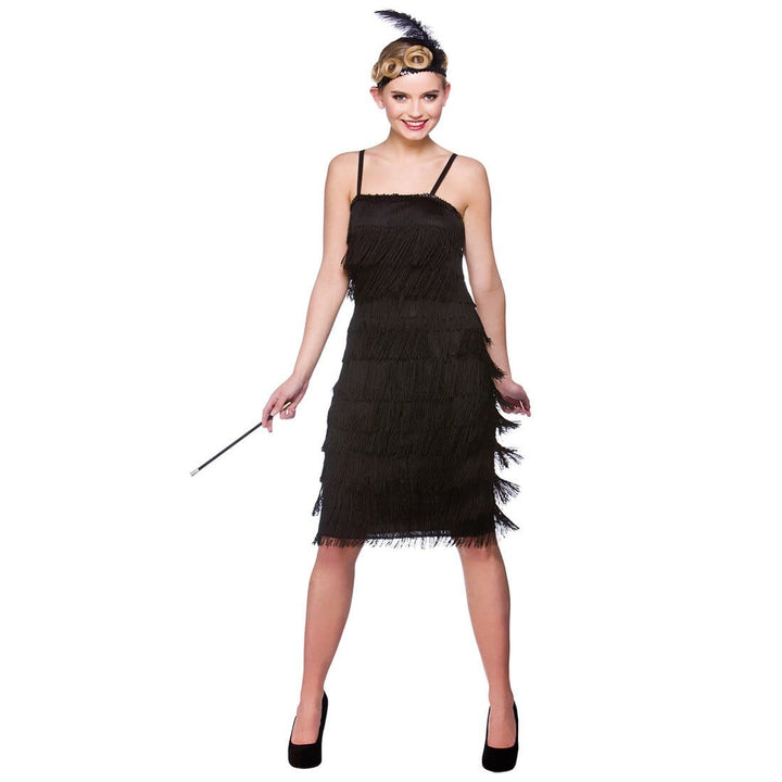 Womens Jazzy Flapper Black Fancy Dress Halloween Costume L (UK 18-20)